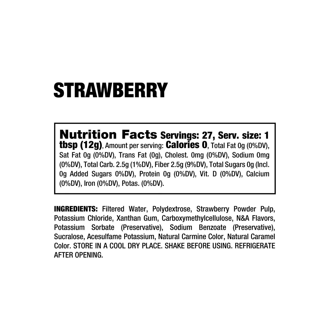 Dragon Dips ingredient label