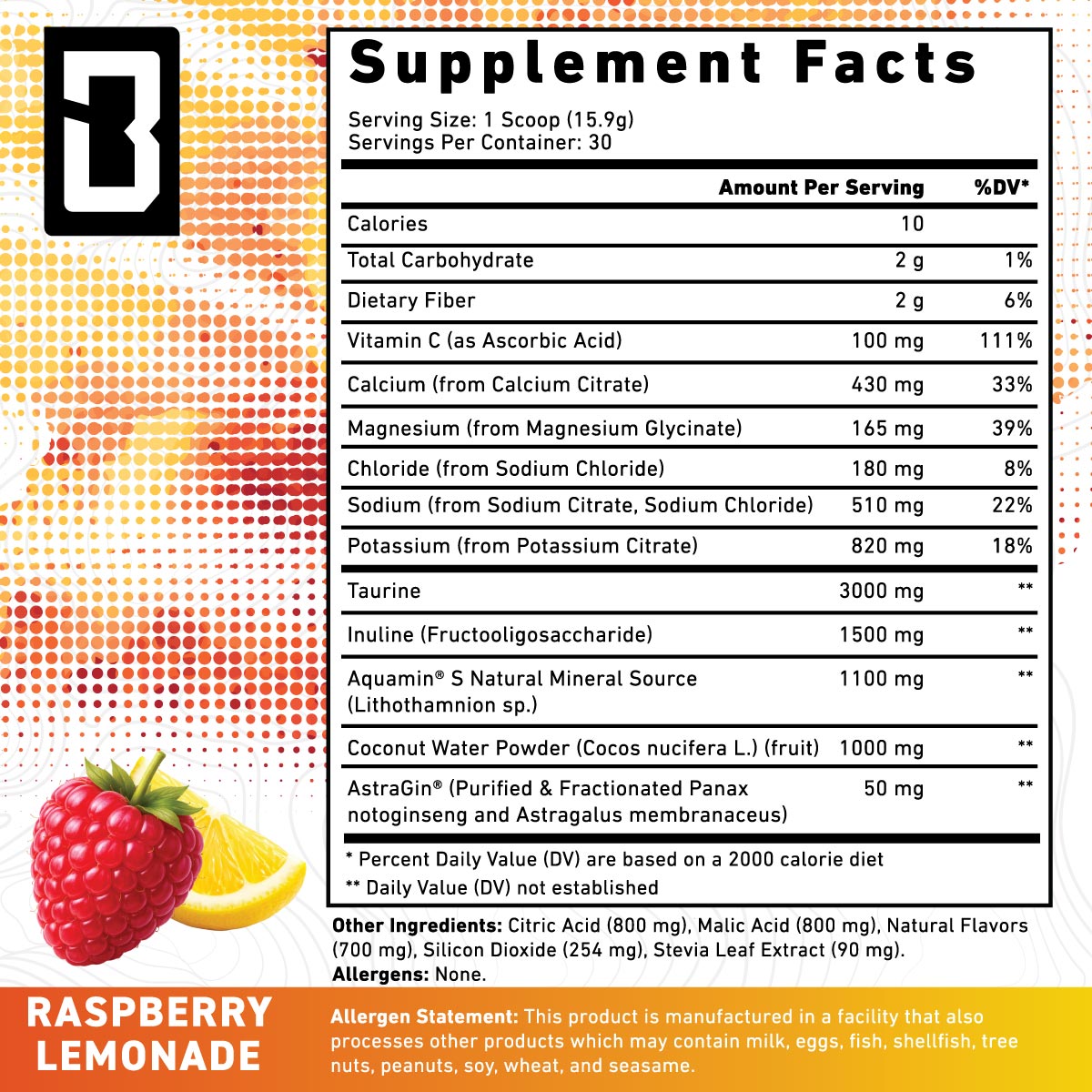 BLD Hydration ingredient label 2