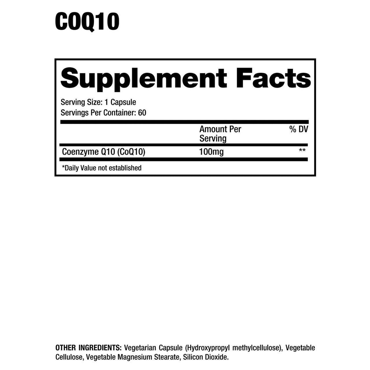 Dragon Pharma CoQ10 ingredient label