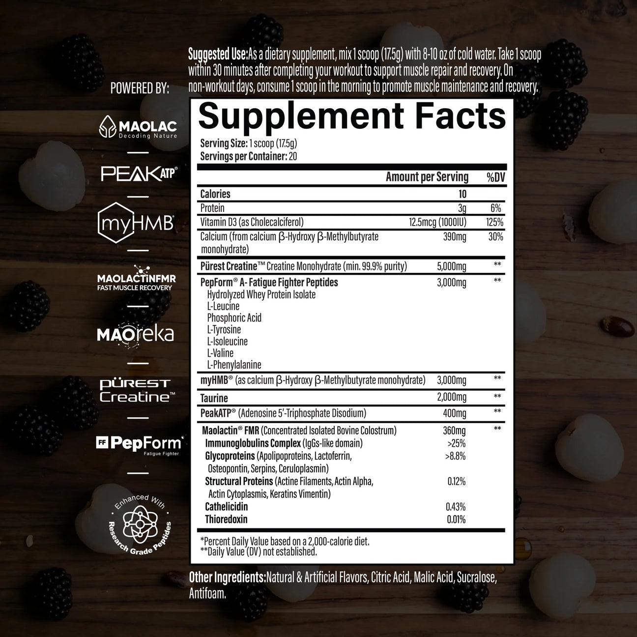 Infinis Recovery Peptide 300 ingredient label