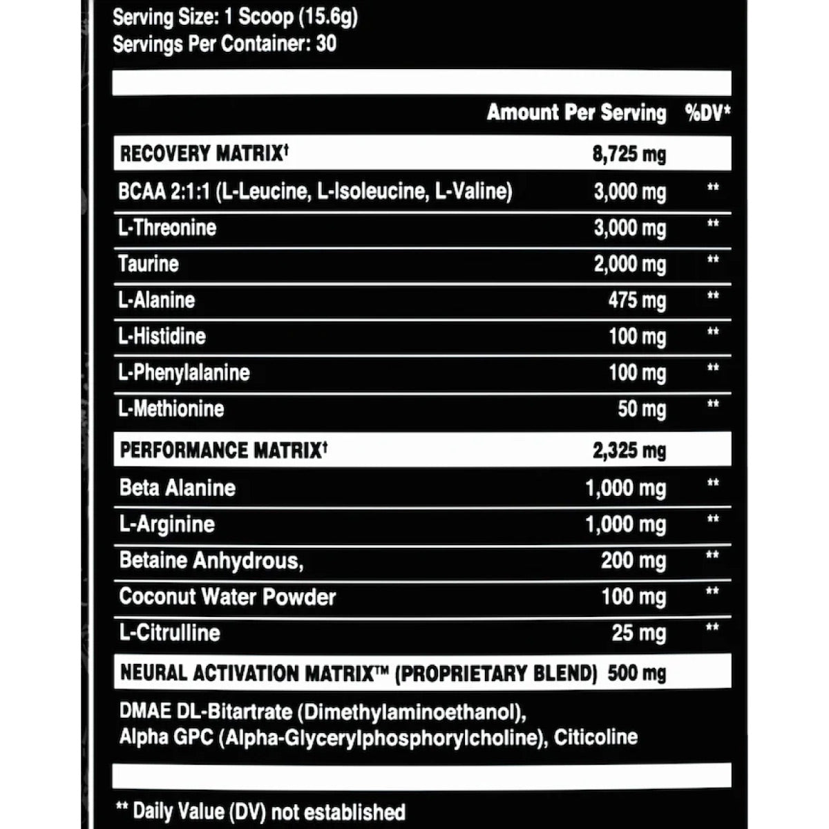 AfterDark Dripnosis ingredient label