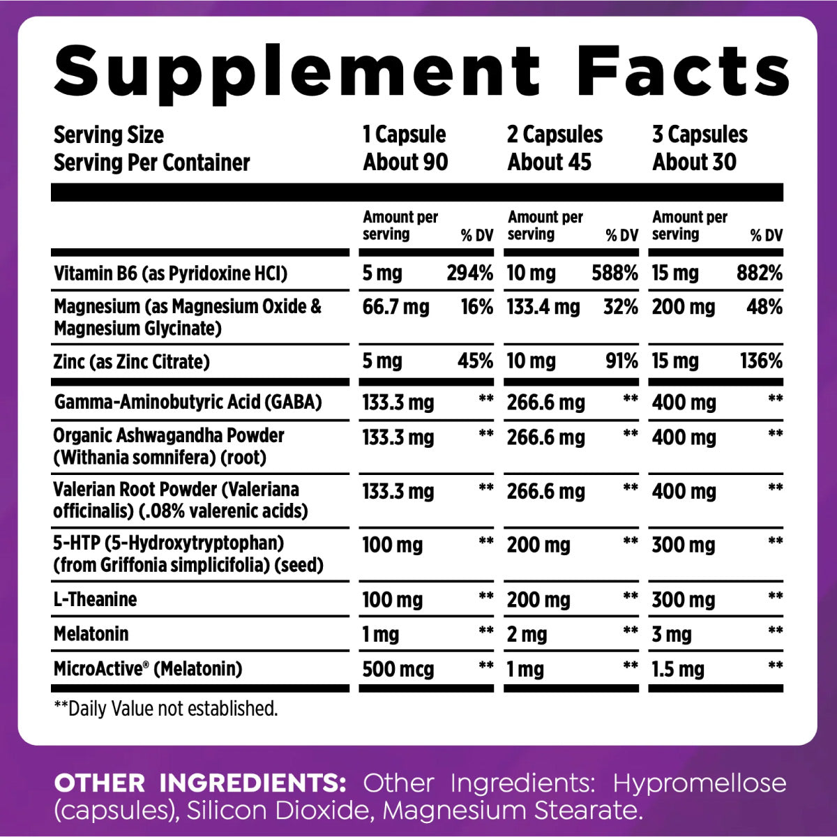 HTLT Delta Sleep ingredient label