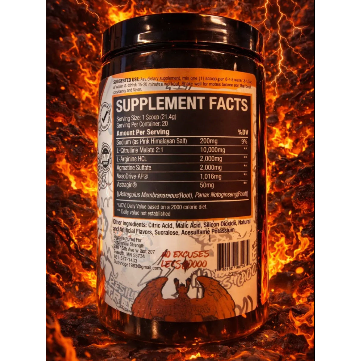 Resilience Strength Pre Workout ingredient label