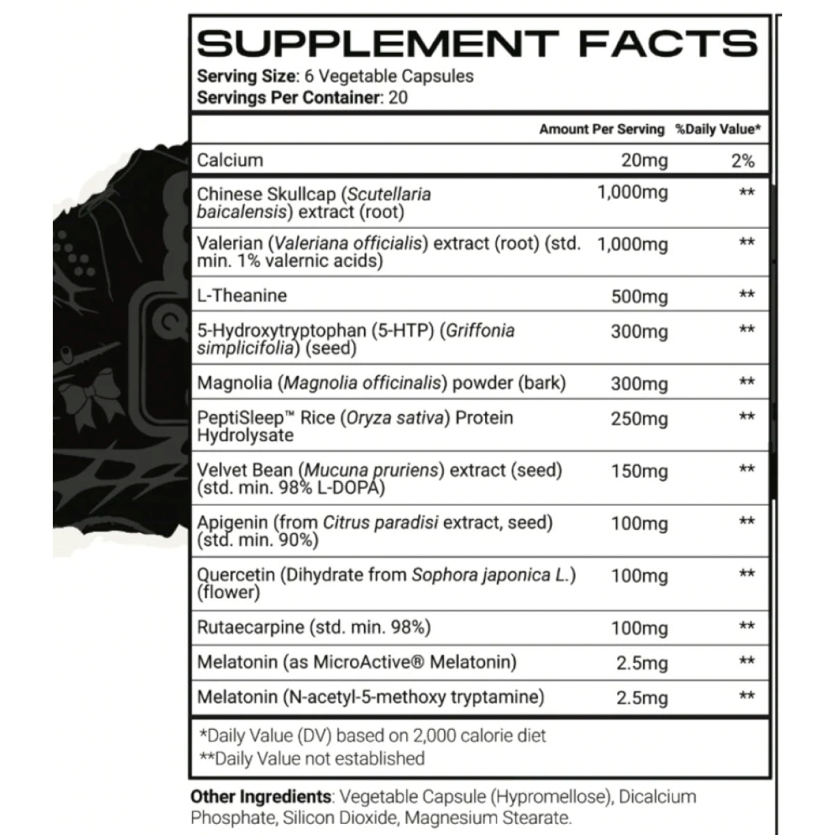 MorphoGen Sleep ingredient label 3