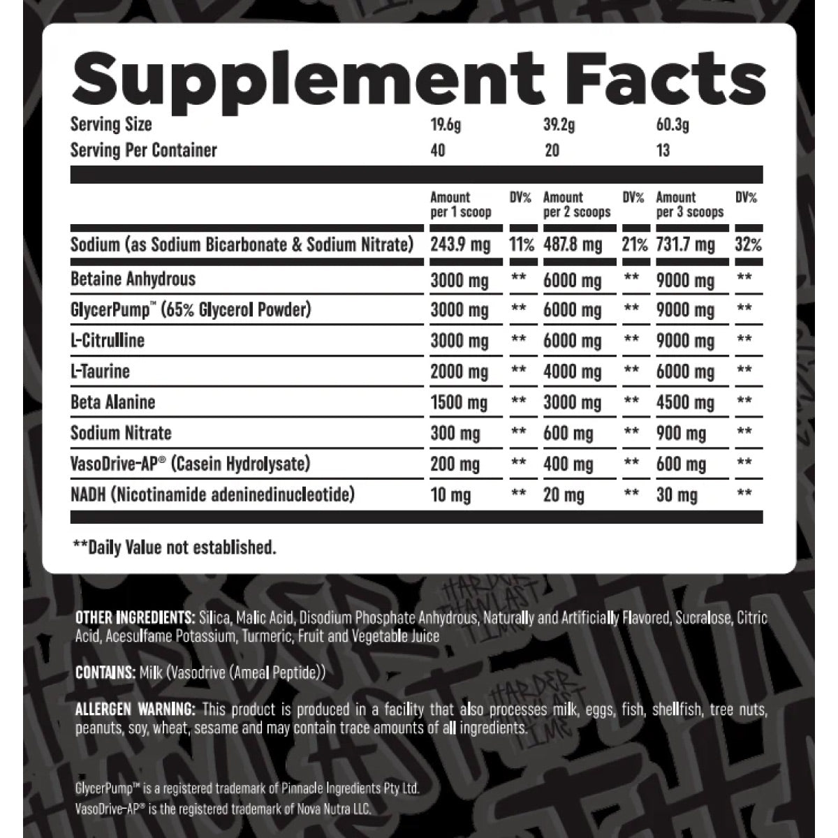 HTLT G-Pump Pre Workout ingredient label