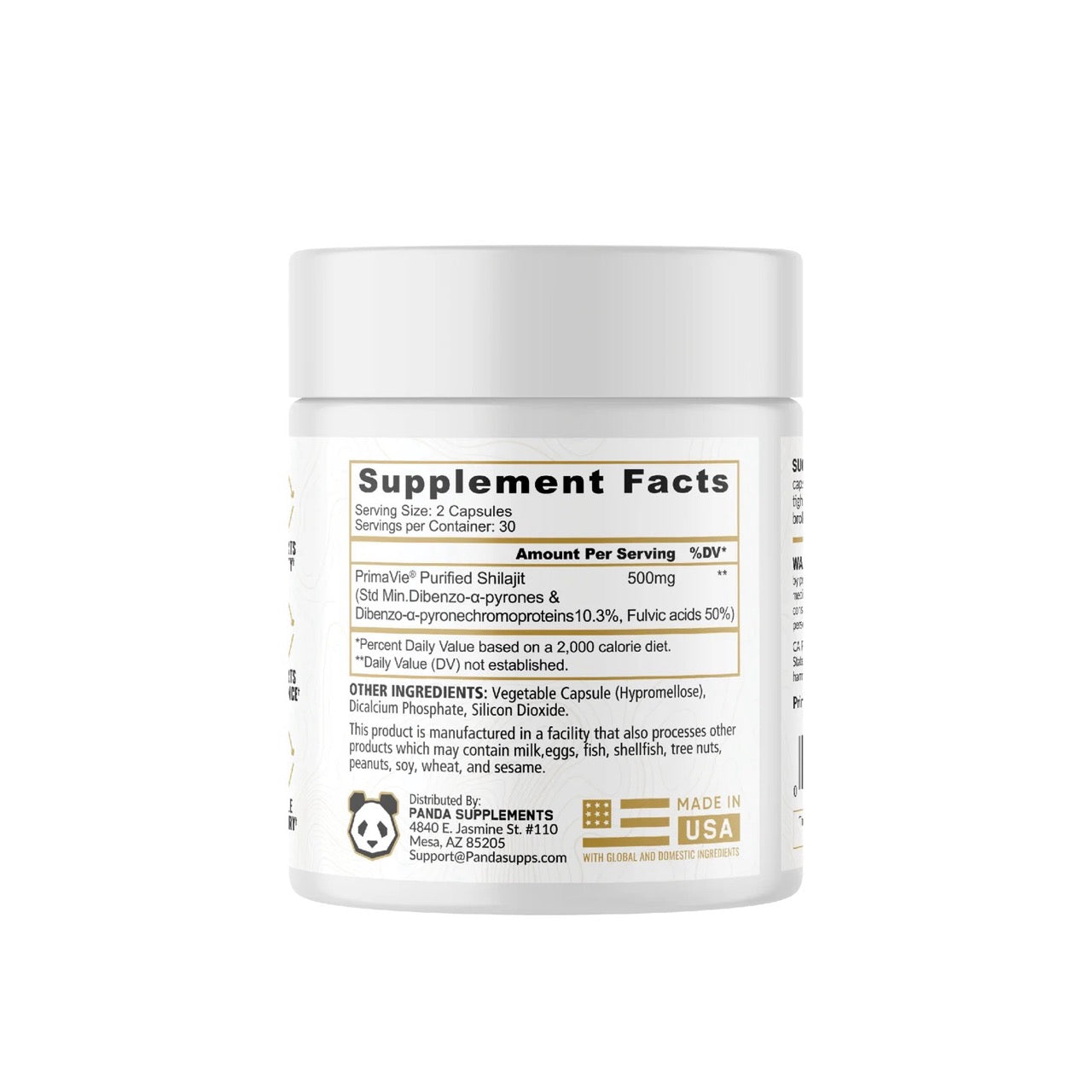 Panda Shilajit ingredient label 2
