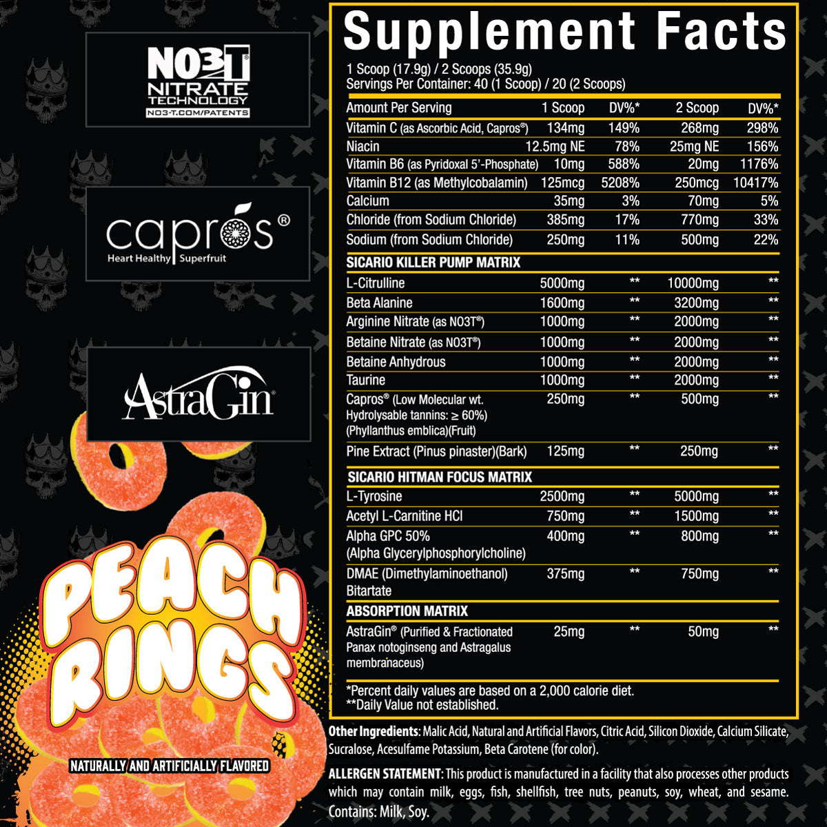 Sicario™ Non Stim Pre Workout ingredient label 21