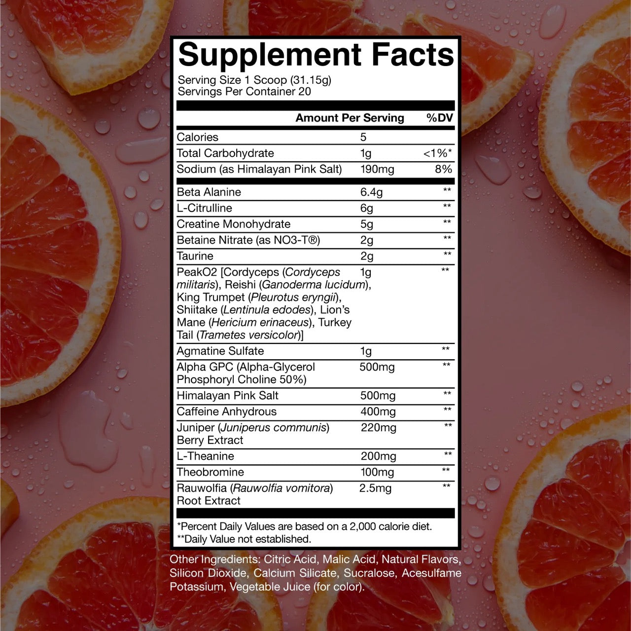 Thuper Thavage Pre Workout ingredient label 7