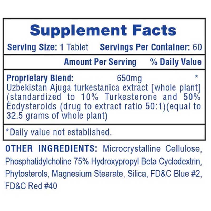 Hi Tech Turkesterone 650 ingredient label 2