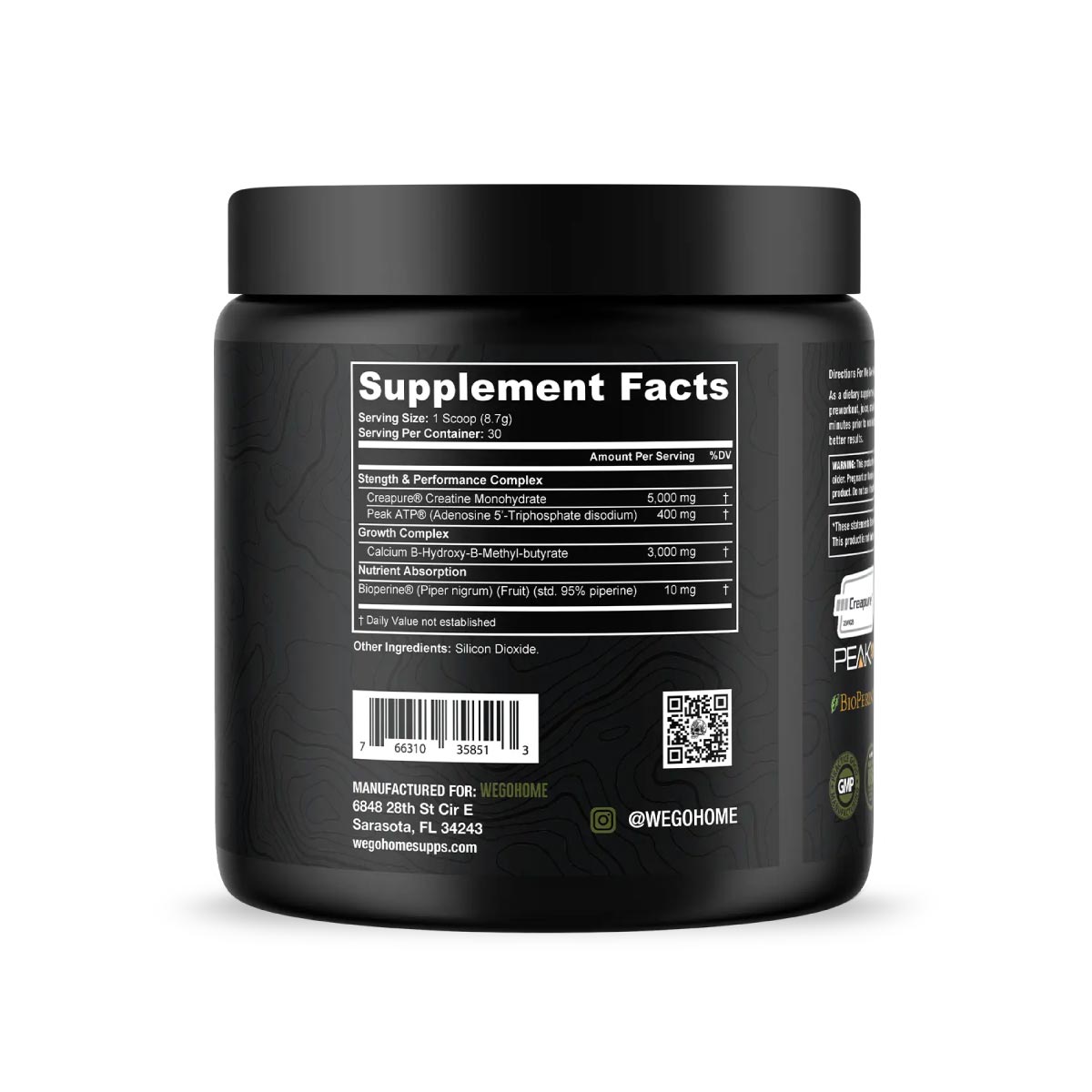 Guerilla Strength ATP Blend ingredient label 2