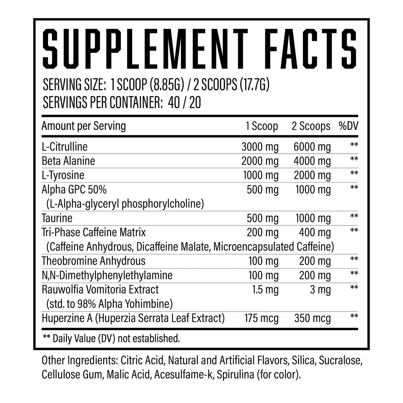 Wrecked Enraged Pre Workout ingredient label 6