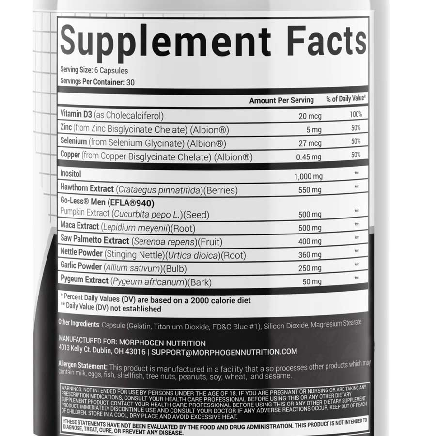 MorphoGen Nutrition ADONIS ingredient label 3