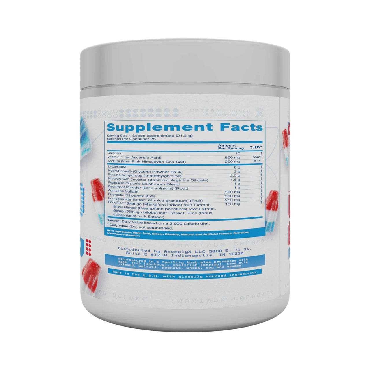 AnomalyX Pump ingredient label