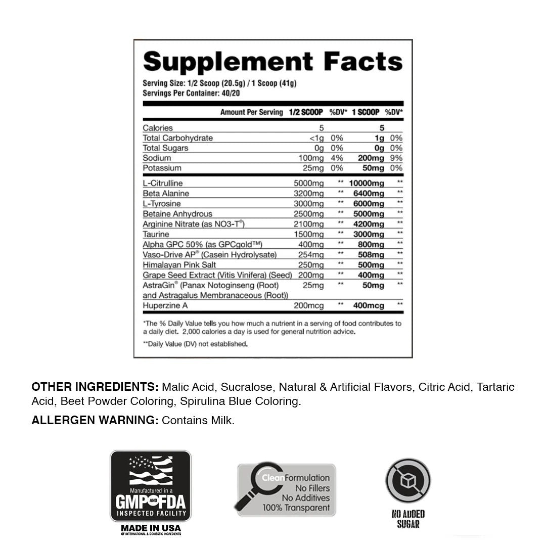 Bare Knuckle Pre Workout ingredient label