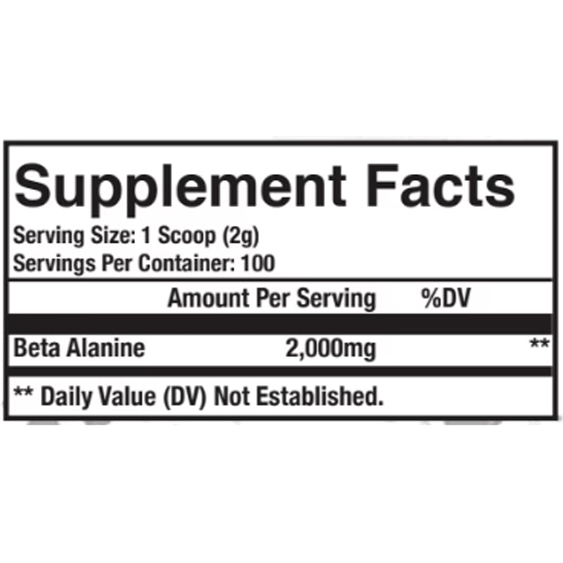 Axe & Sledge Beta Alanine ingredient label
