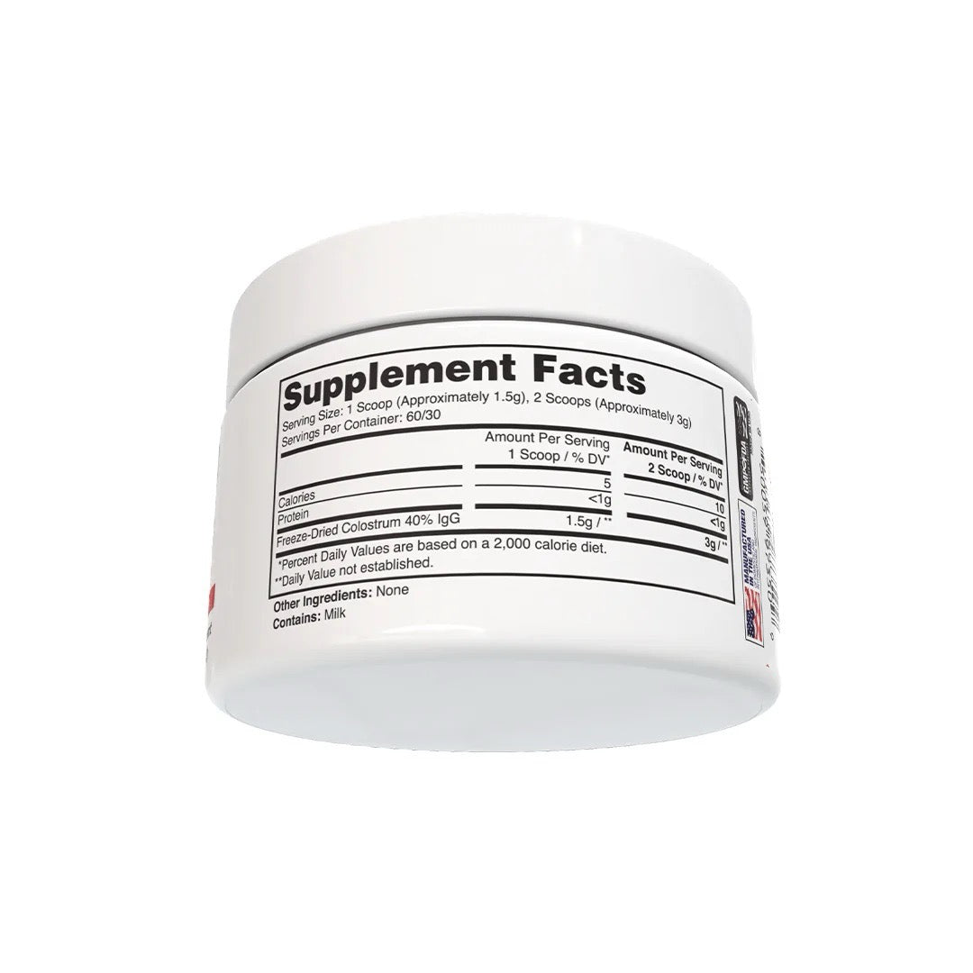 Apollon Colostrum ingredient label