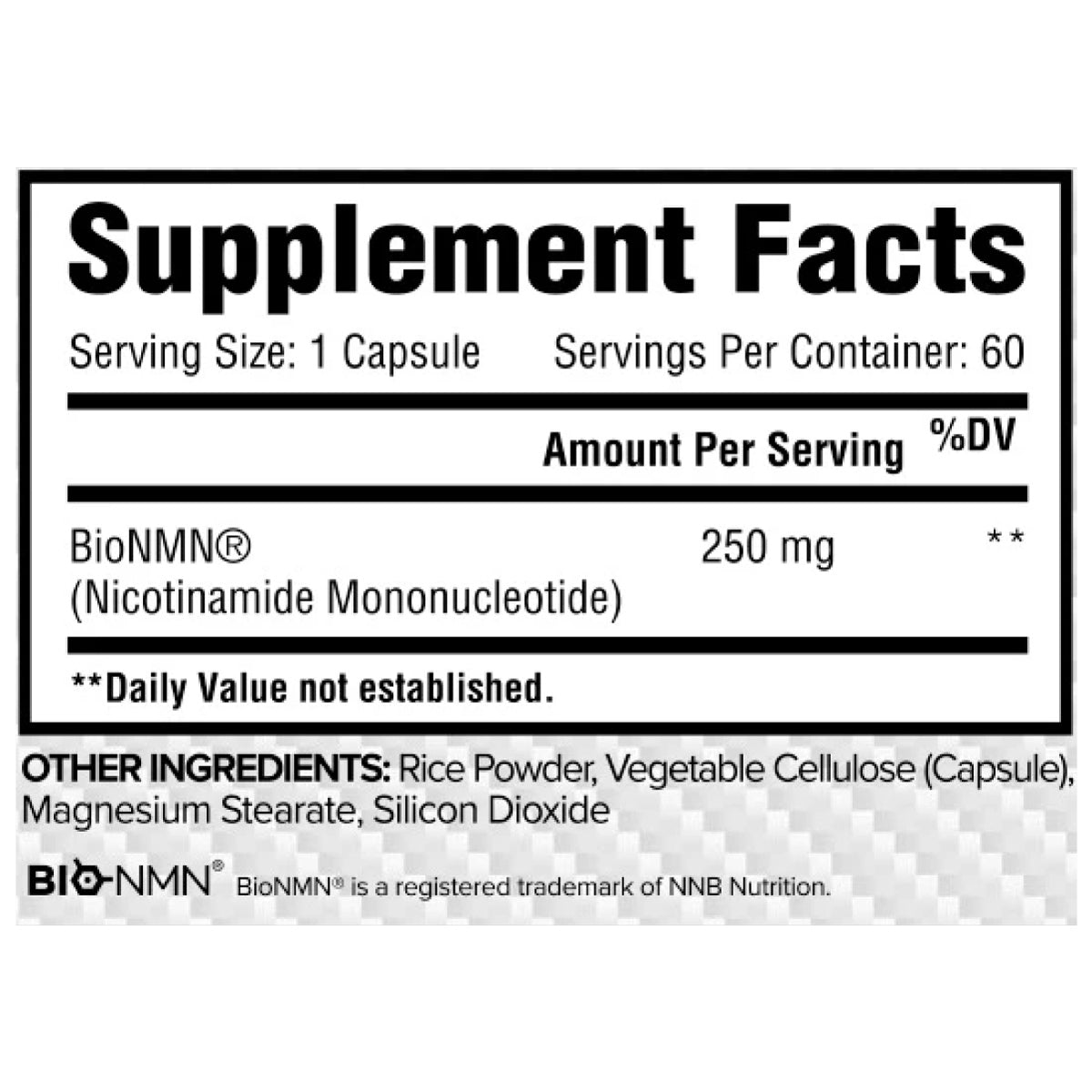Core Nutritionals NMN ingredient label