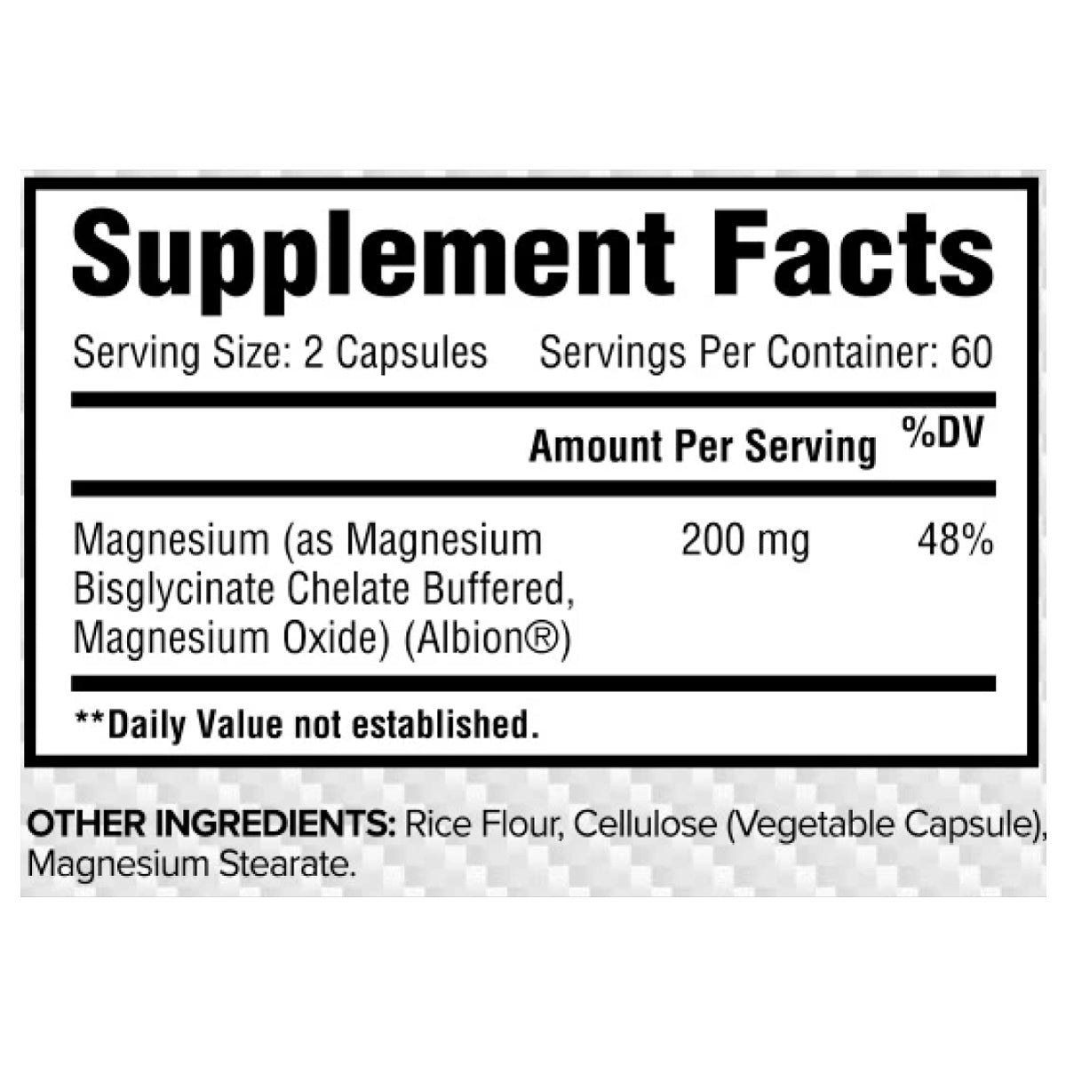 Core Magnesium Bisglycinate ingredient label