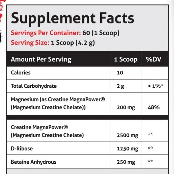Creatine Chaos ingredient label