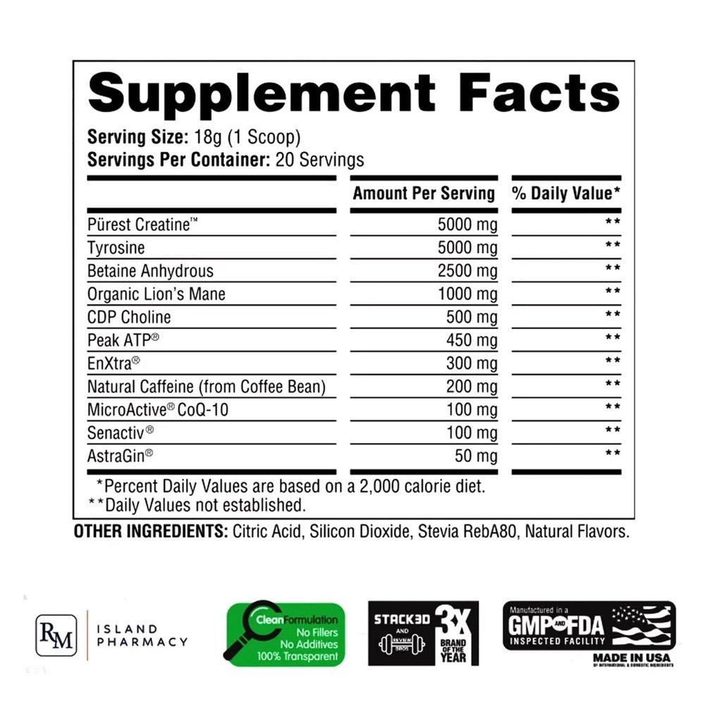 Cyclone Pre Workout ingredient label