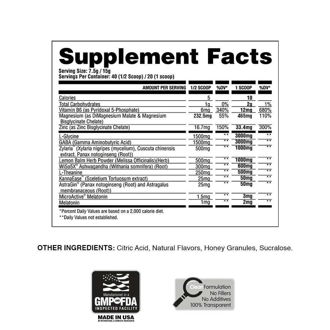 From Dusk Til Dawn Sleep Aid ingredient label