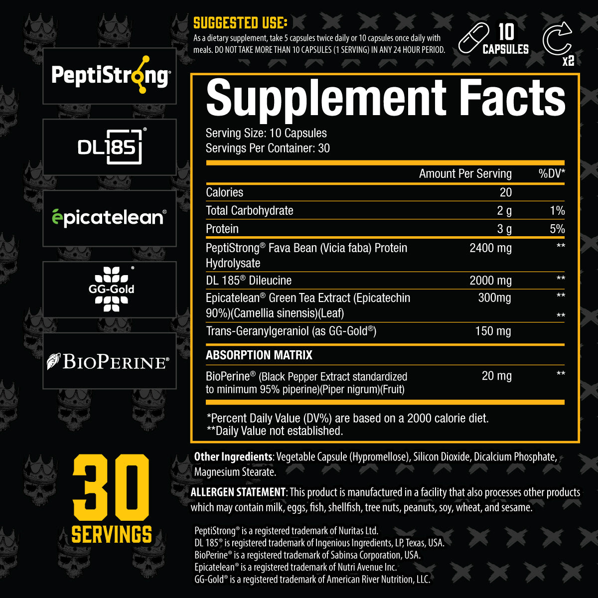 Xtremis Cartel Natural Muscle Builder ingredient label
