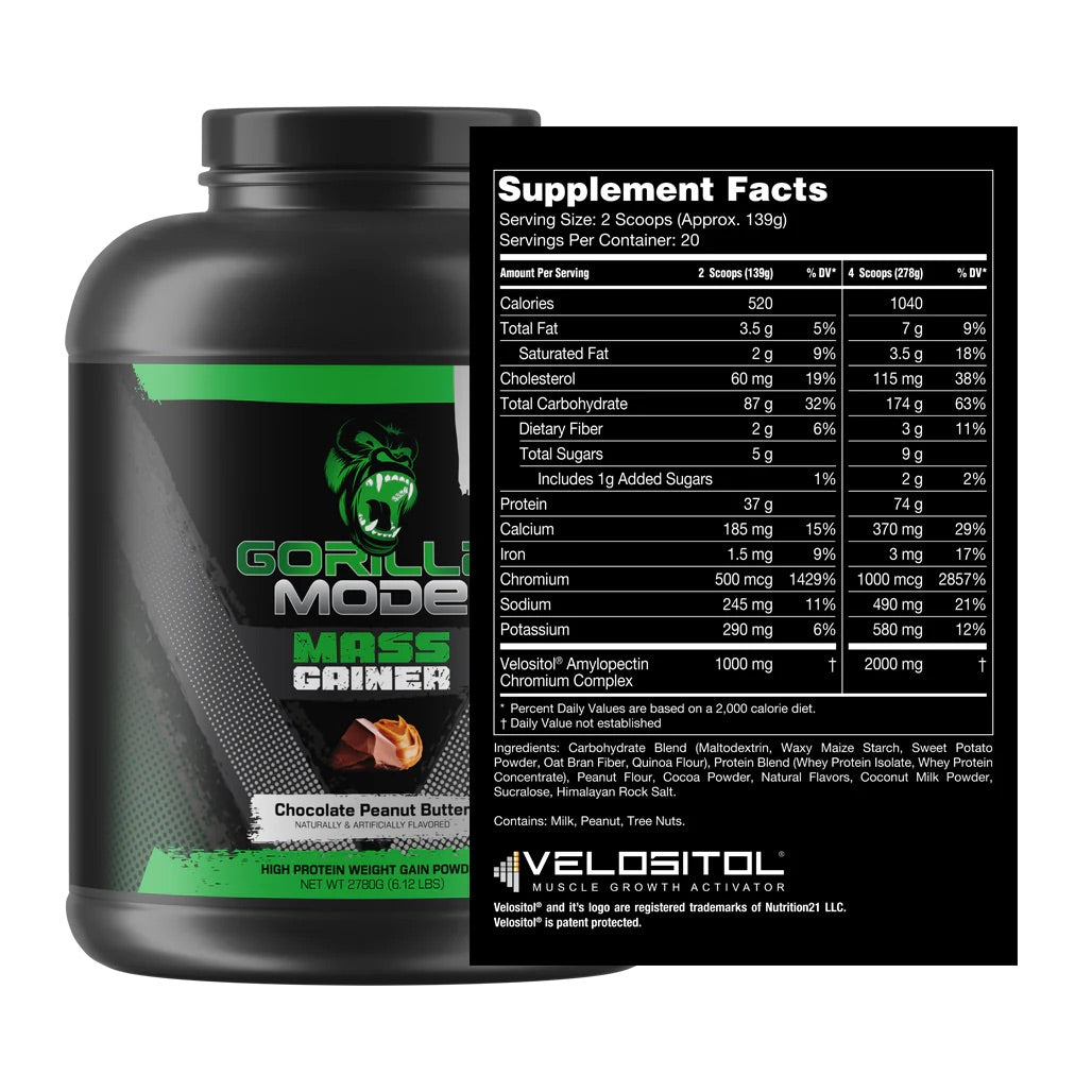 Gorilla Mode Mass Gainer ingredient label 2