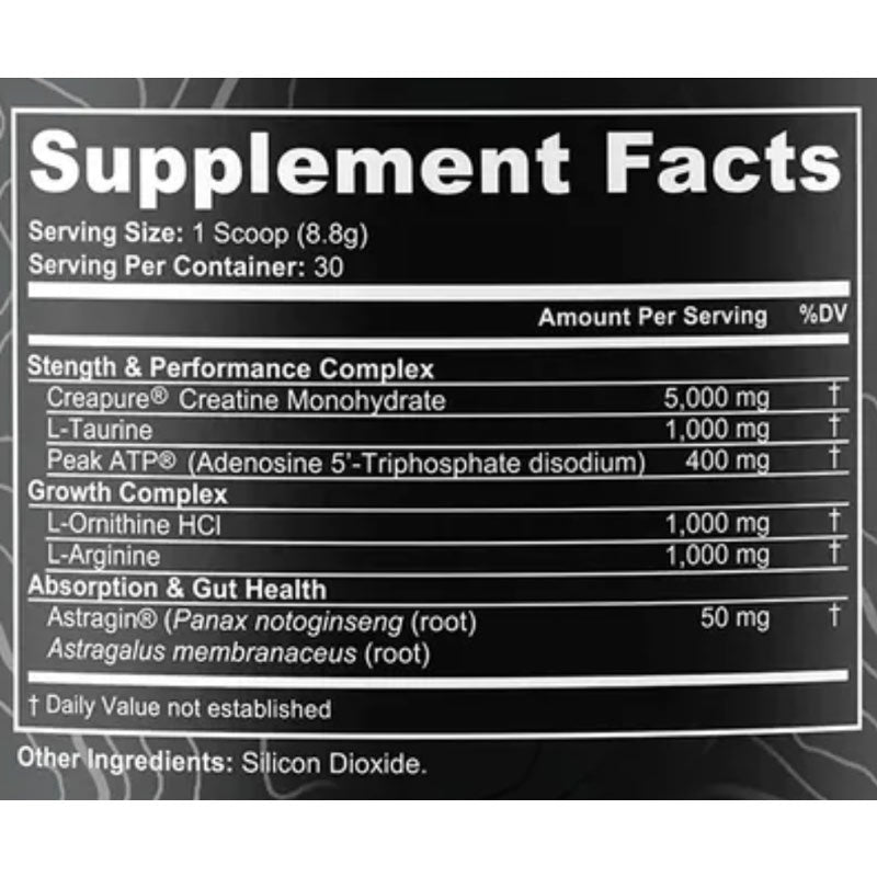 Guerilla Strength ATP Blend ingredient label 3