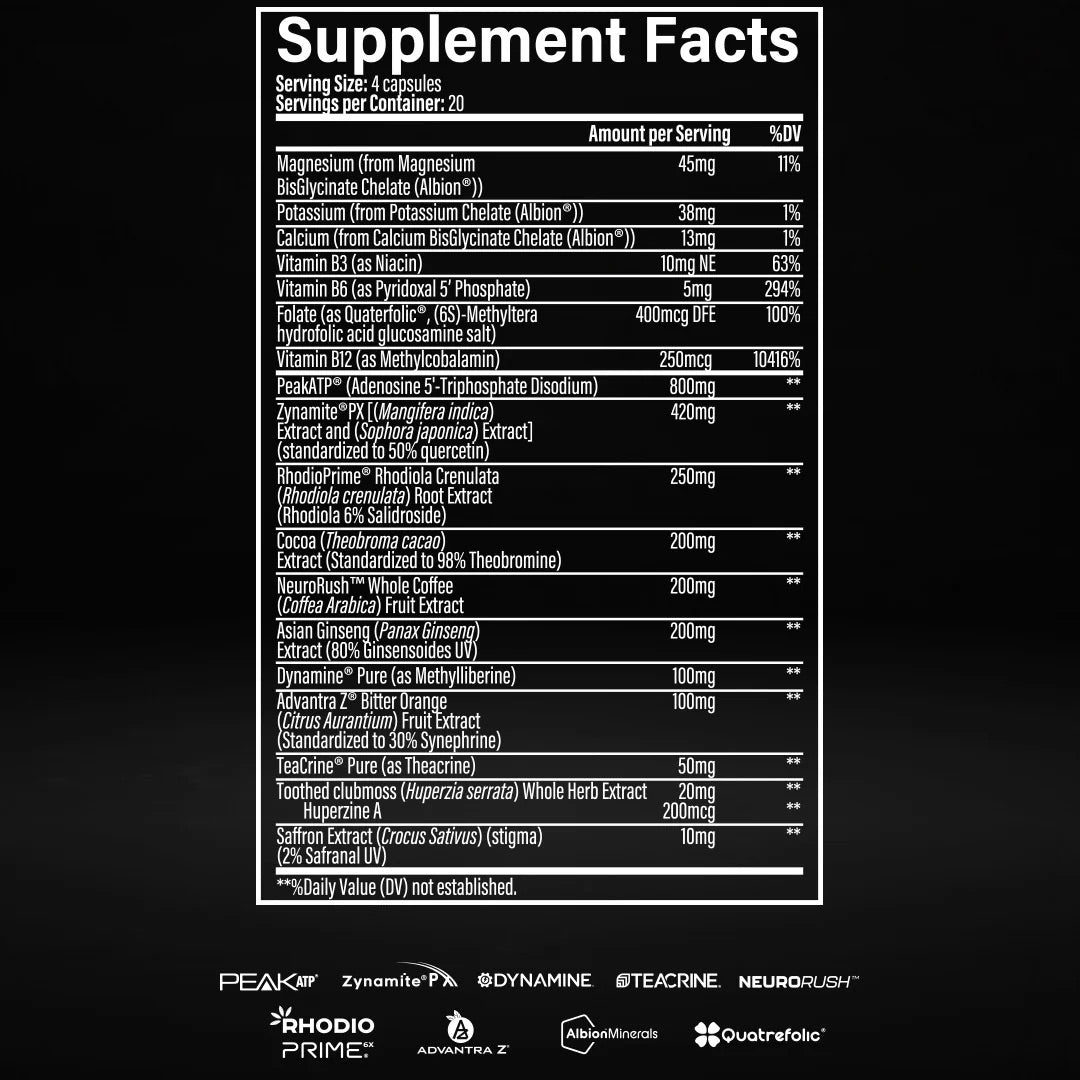 Infinis Energy ingredient label