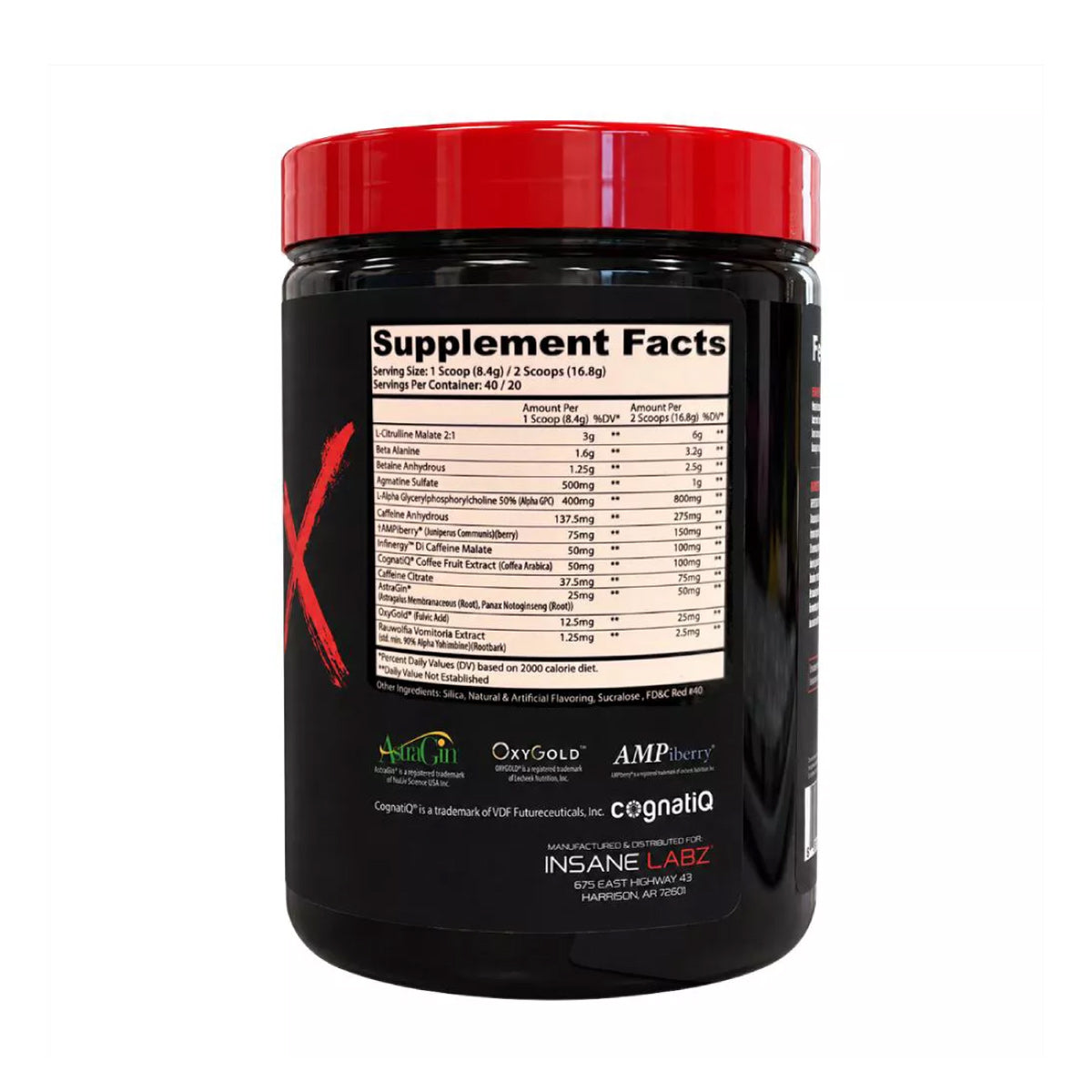 Psychotic X Pre Workout ingredient label 2