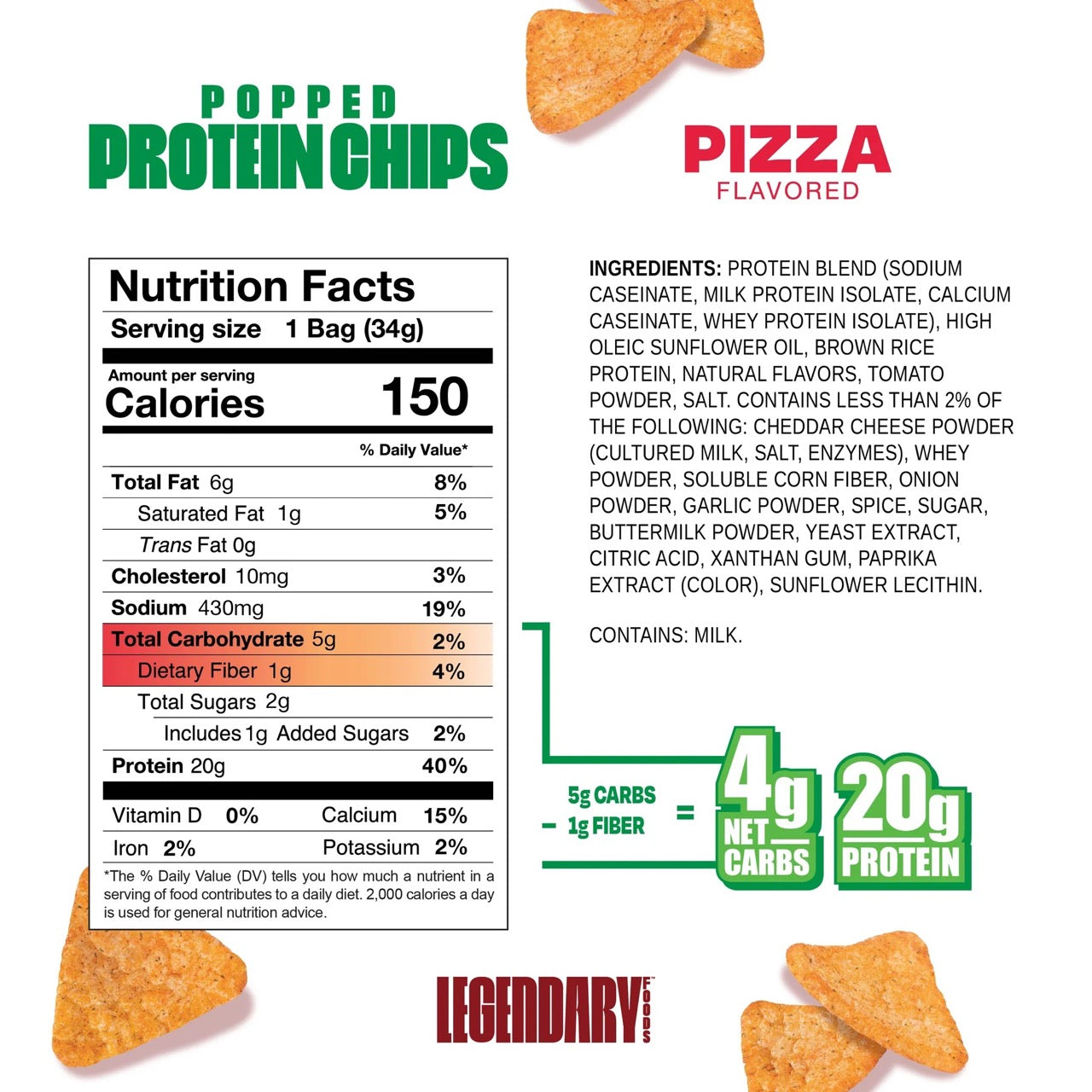 Legendary Popped Chips ingredient label 3