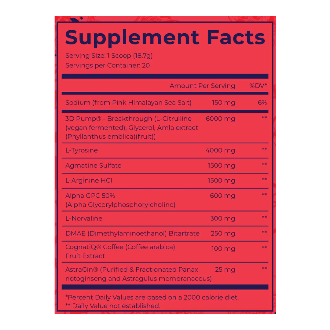 Maniaco Pump ingredient label 4
