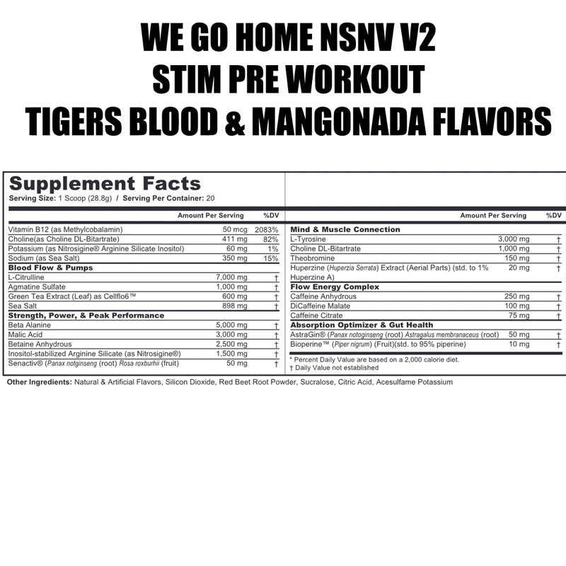 NSNV Pre Workout by We Go Home Supplements – Nutrition Cartel
