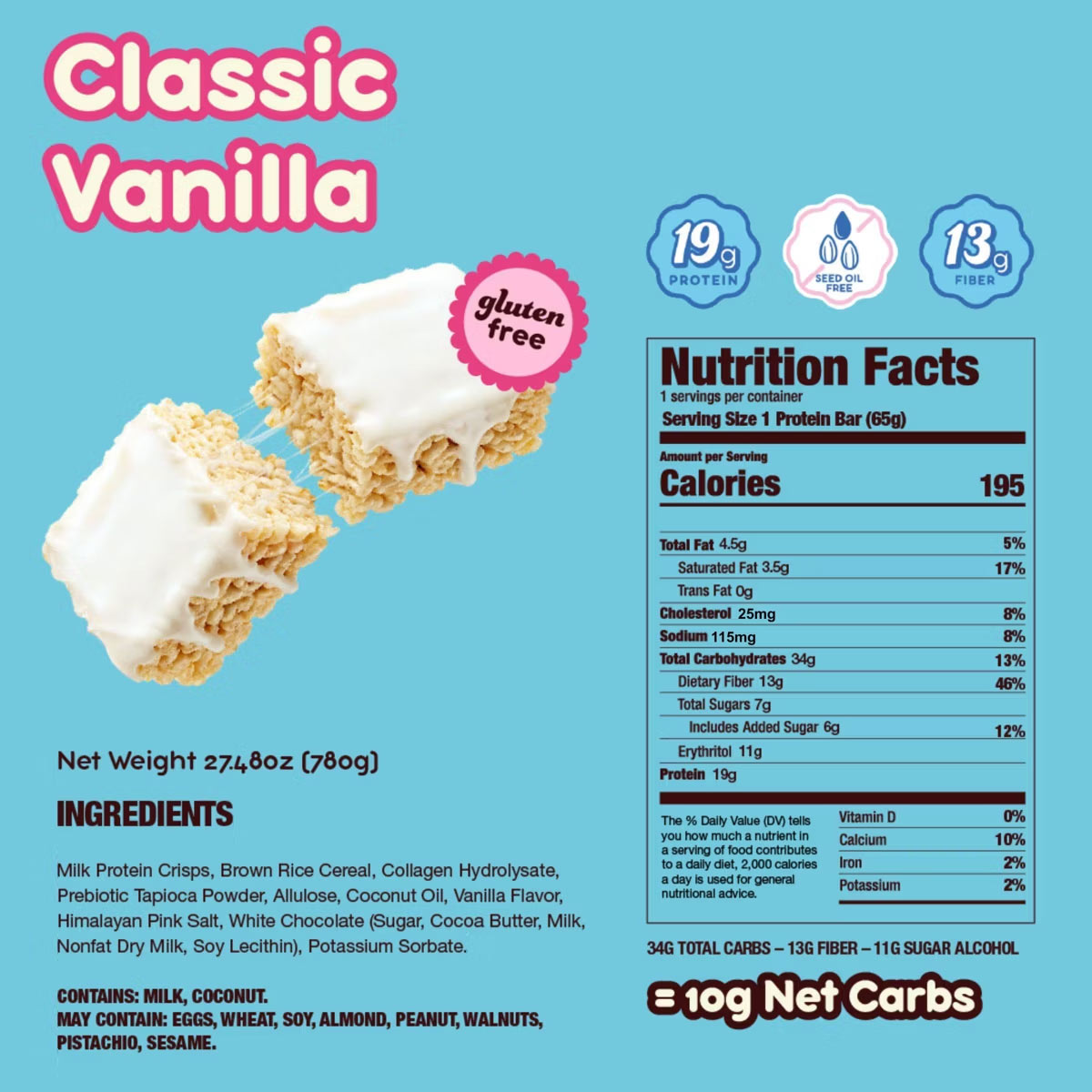 Prime Bites Rice Treat ingredient label