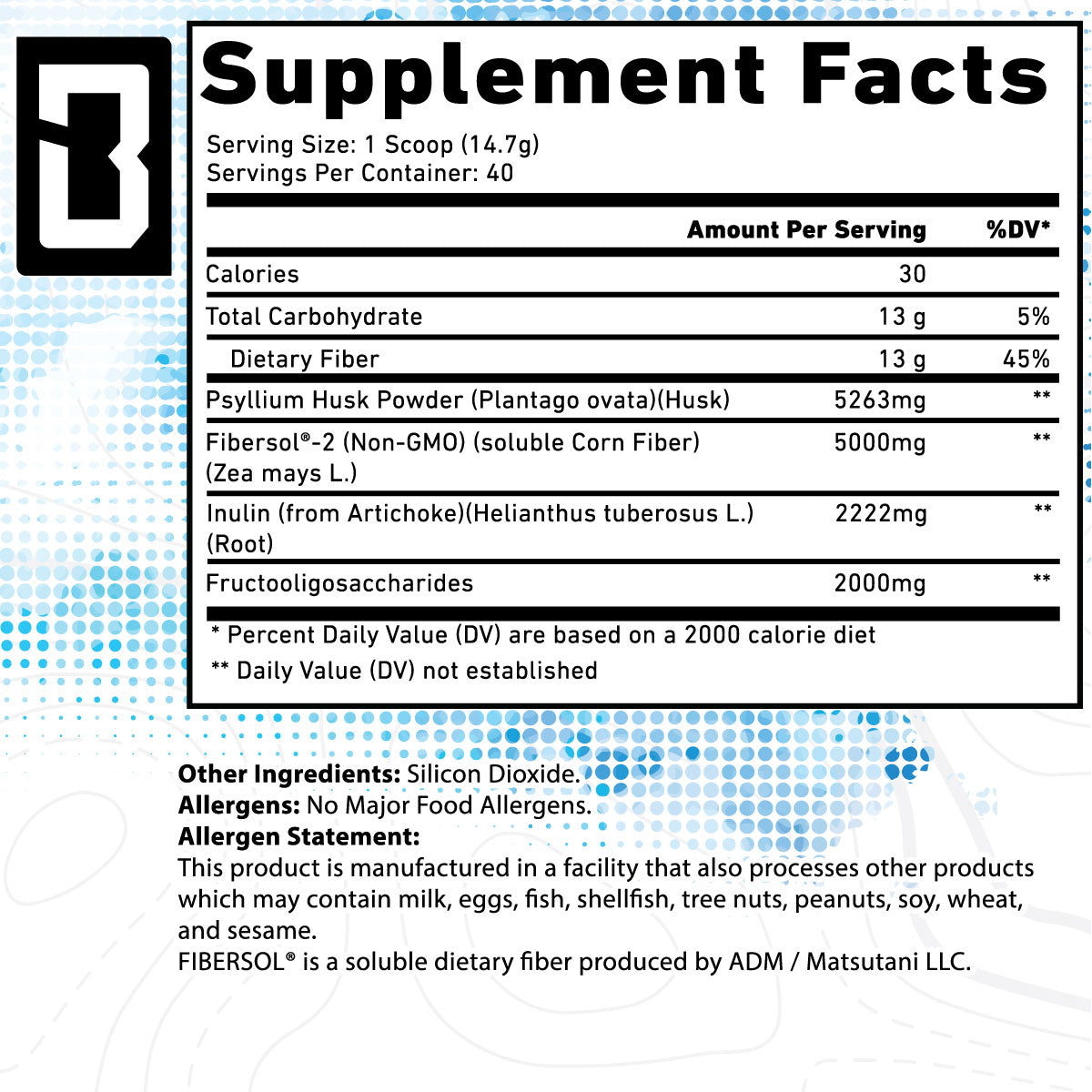 BLD Fiber ingredient label