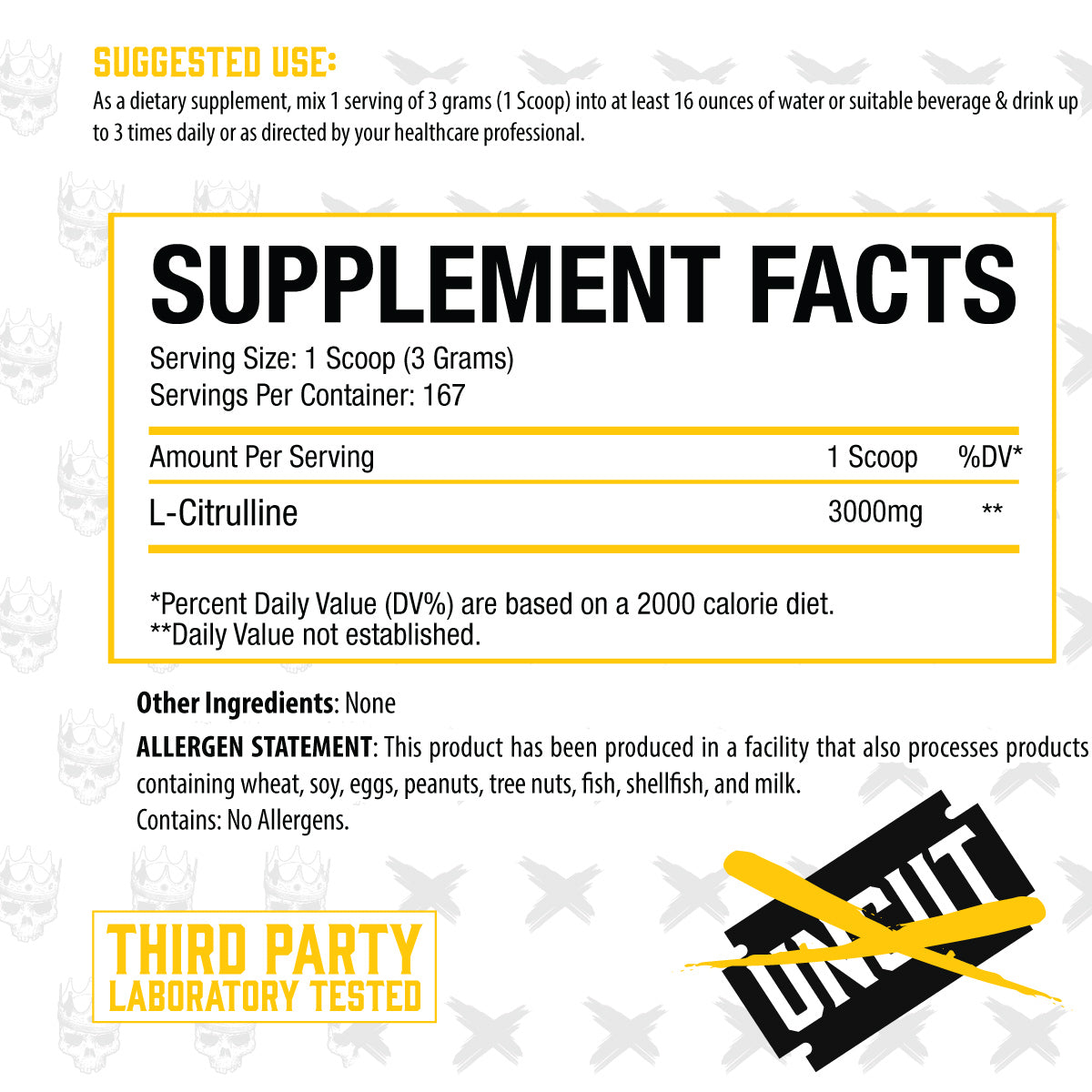 Uncut Citrulline ingredient label