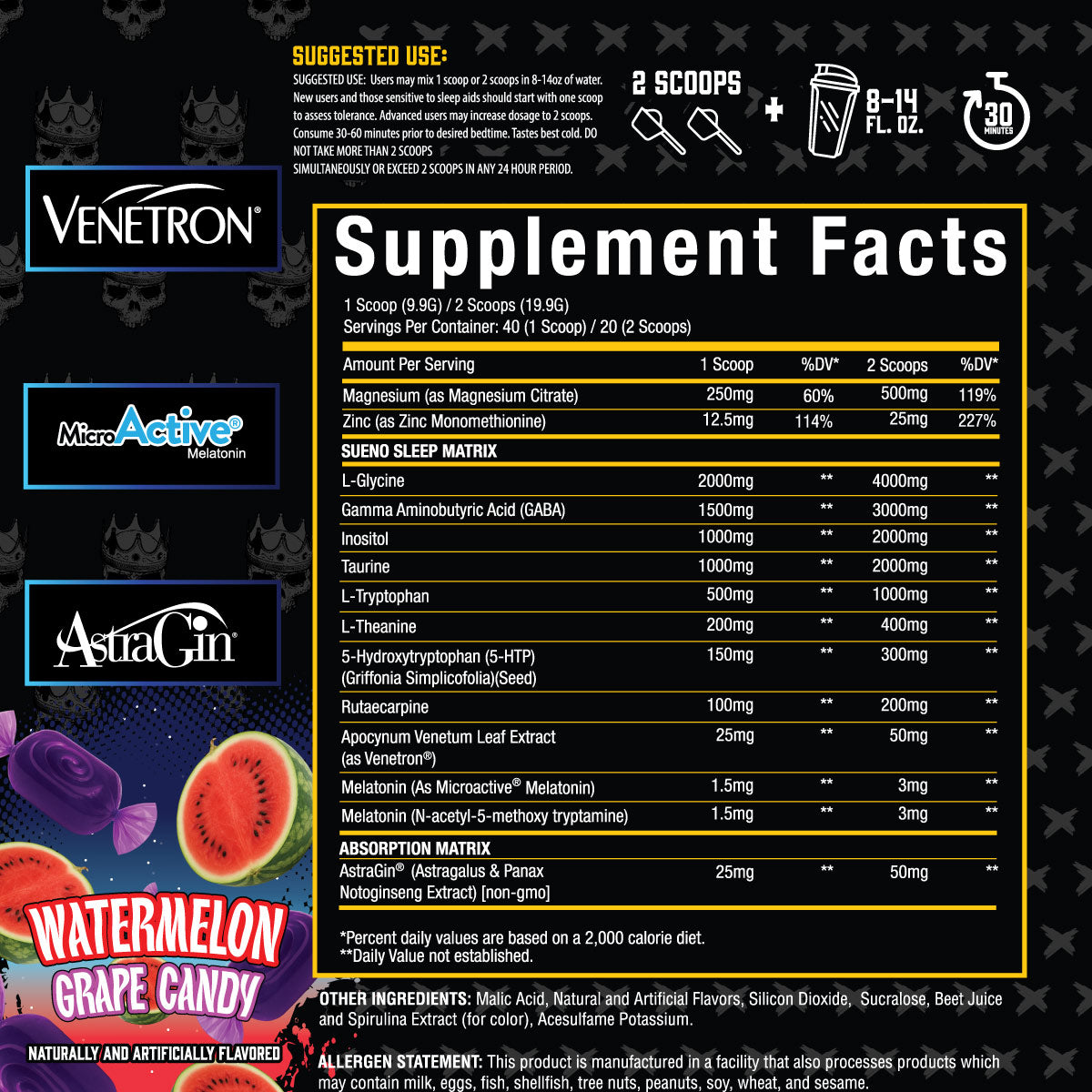Sueno™ Deep Sleep Aid ingredient label 2