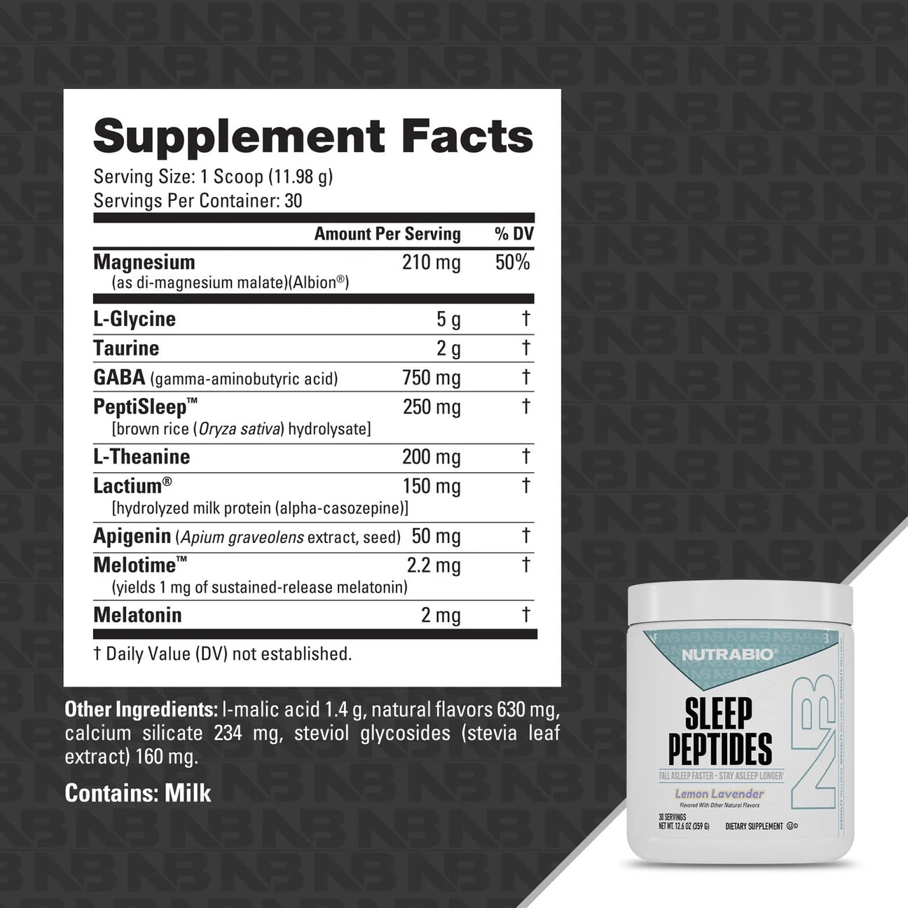 NutraBio Sleep ingredient label 2