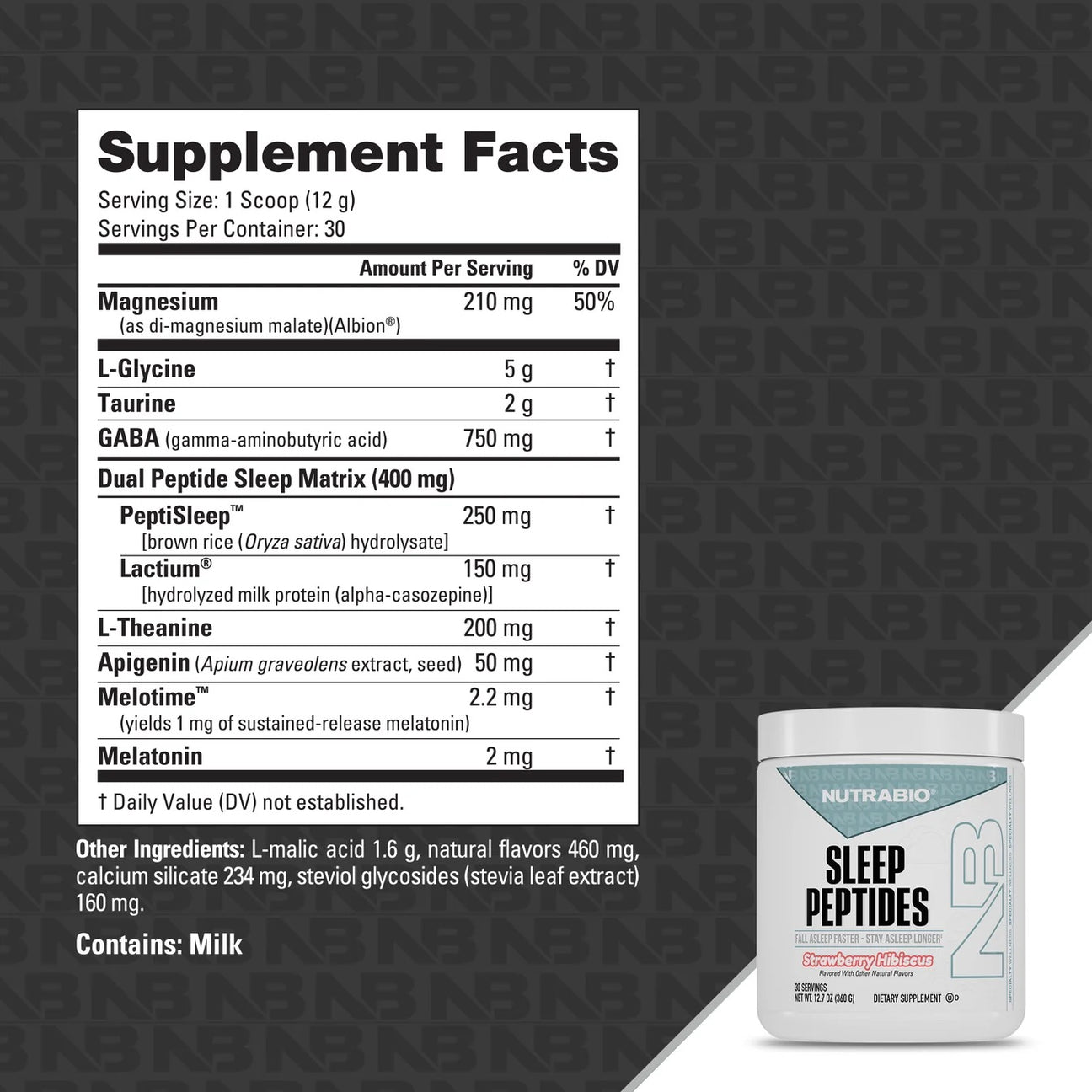 NutraBio Sleep ingredient label