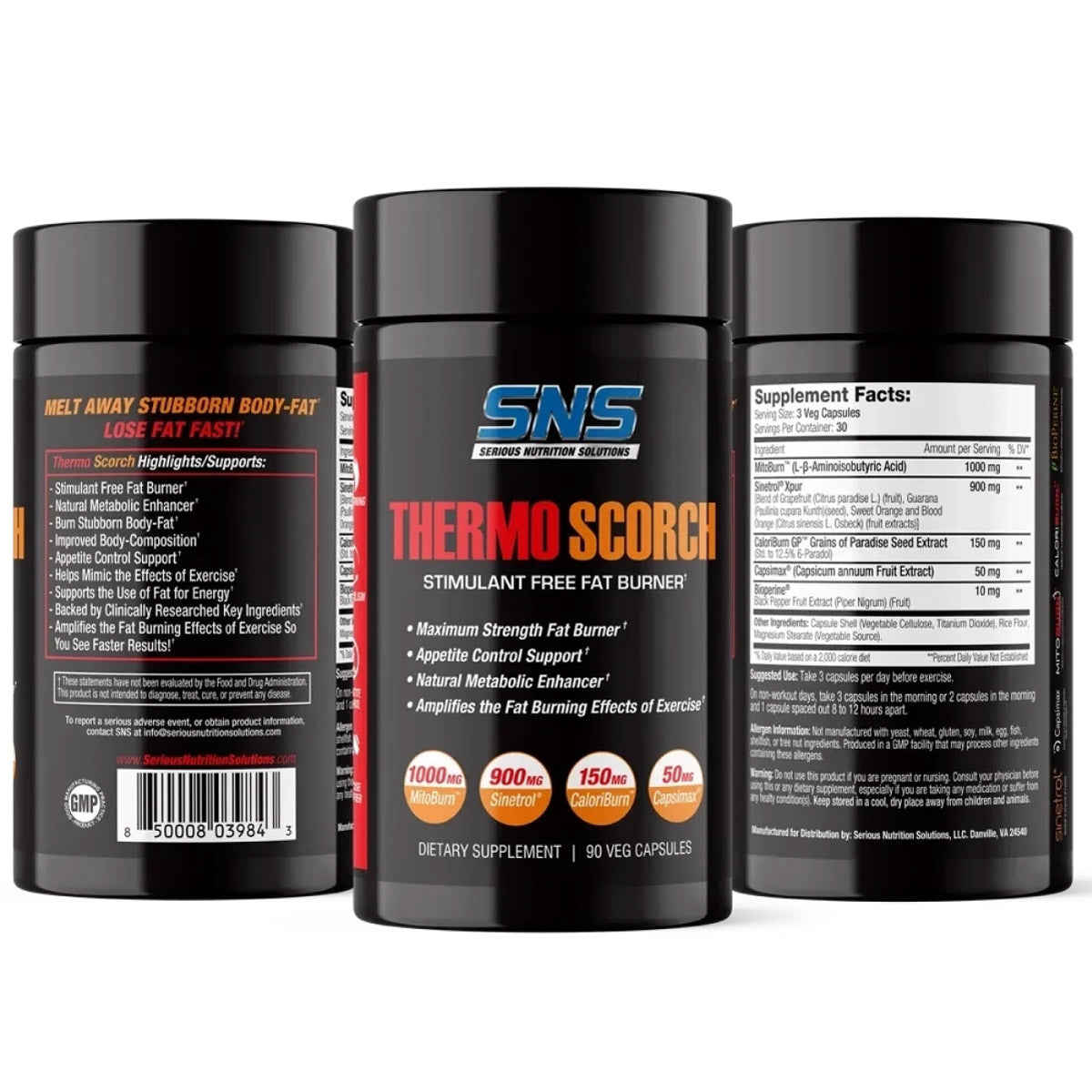 SNS Thermo Scorch ingredient label