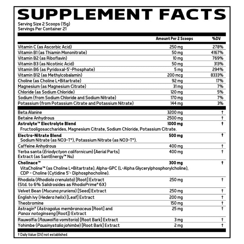 Specimen Max Pre Workout ingredient label 2