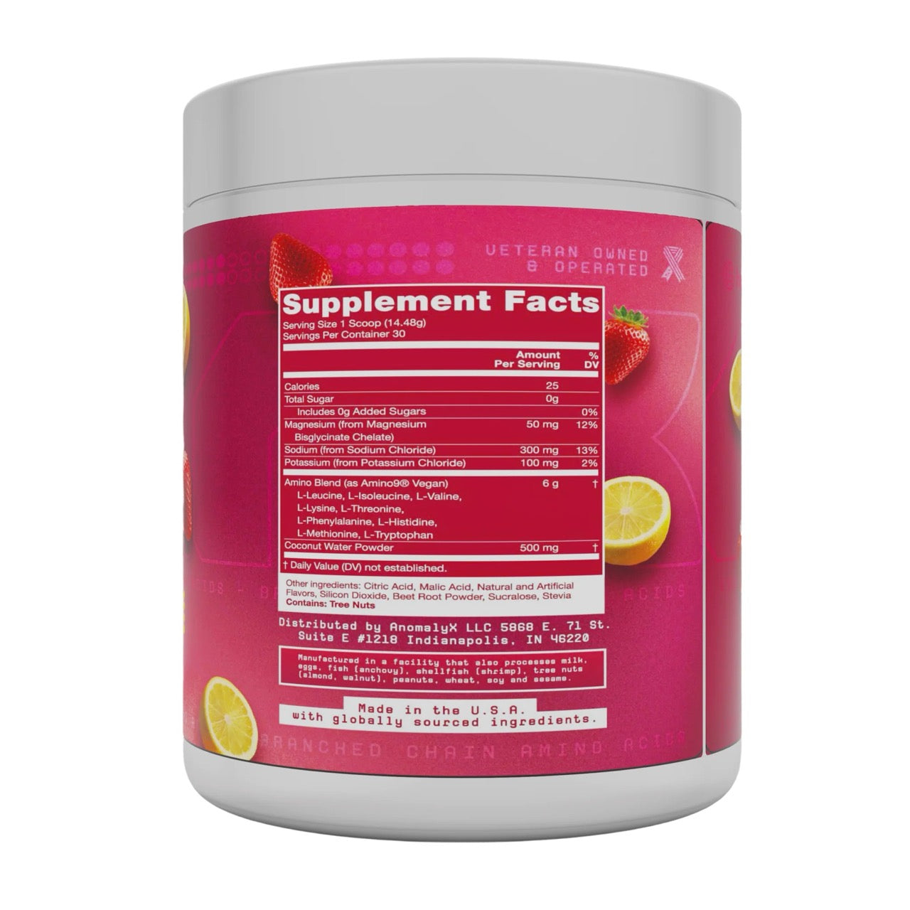 AnomalyX EAA+Hydration ingredient label