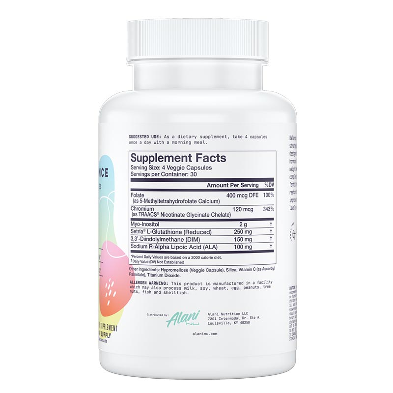Alani Balance ingredient label