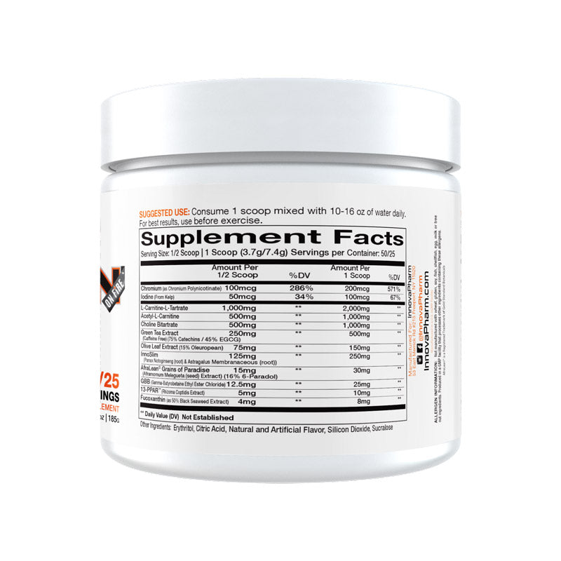 Novalean Non Stim Fat Burner ingredient label