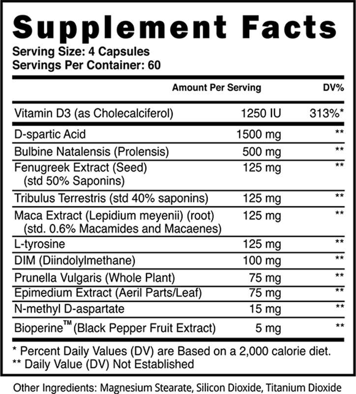 Black Stone Labs Apex Male ingredient label 2