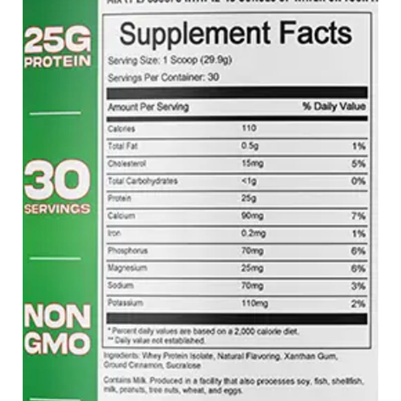 Like A Pro Whey Protein Isolate ingredient label 2